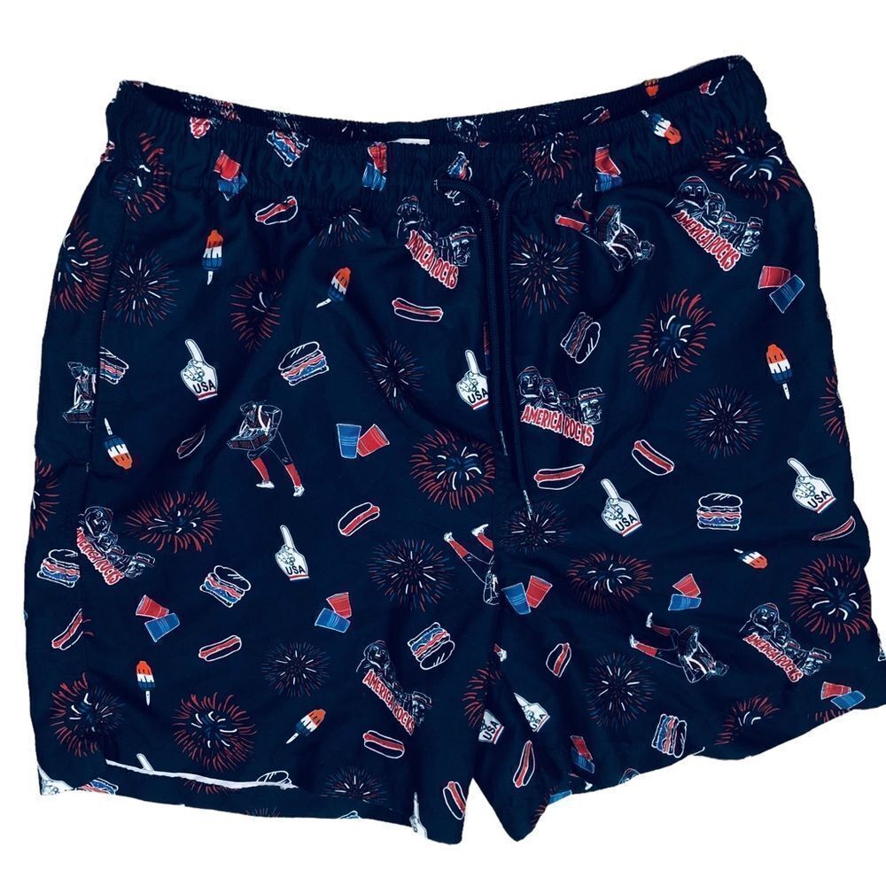 Wave Zone Festival Theme Pockets Men’s Swim Trunks Sz M